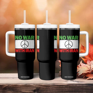 No War With Iran Tumbler With Handle Iranian People Support Barbed Wire Peace Sign TS11 Print Your Wear