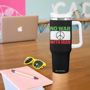 No War With Iran Tumbler With Handle Iranian People Support Barbed Wire Peace Sign TS11 Print Your Wear