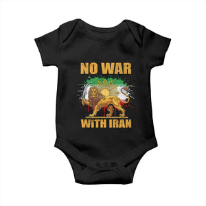 No War With Iran Baby Onesie Iran Flag Lion And Sun Persian Pride TS11 Black Print Your Wear