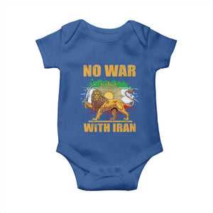 No War With Iran Baby Onesie Iran Flag Lion And Sun Persian Pride TS11 Royal Blue Print Your Wear