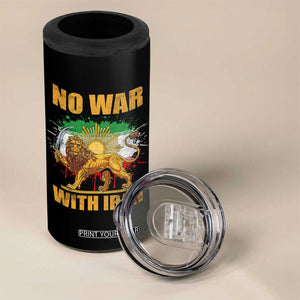 No War With Iran 4 in 1 Can Cooler Tumbler Iran Flag Lion And Sun Persian Pride TS11 Print Your Wear