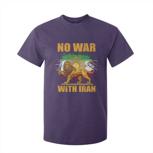 No War With Iran T Shirt For Kid Iran Flag Lion And Sun Persian Pride TS11 Purple Print Your Wear