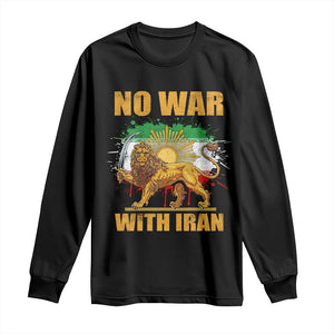 No War With Iran Long Sleeve Shirt Iran Flag Lion And Sun Persian Pride TS11 Black Print Your Wear