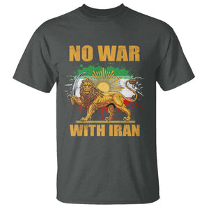 No War With Iran T Shirt Iran Flag Lion And Sun Persian Pride TS11 Dark Heather Print Your Wear