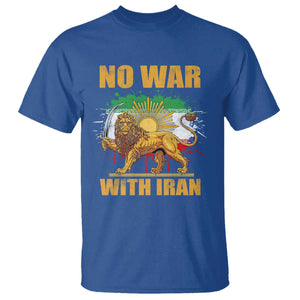 No War With Iran T Shirt Iran Flag Lion And Sun Persian Pride TS11 Royal Blue Print Your Wear