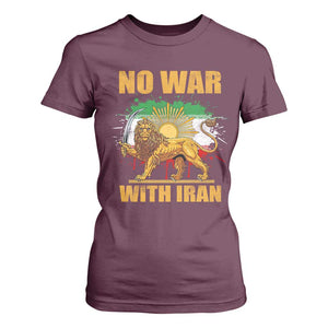 No War With Iran T Shirt For Women Iran Flag Lion And Sun Persian Pride TS11 Maroon Print Your Wear