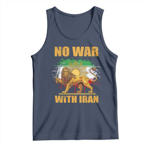 No War With Iran Tank Top Iran Flag Lion And Sun Persian Pride TS11 Navy Print Your Wear