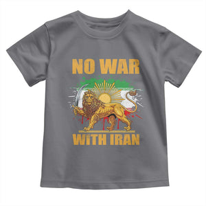 No War With Iran Toddler T Shirt Iran Flag Lion And Sun Persian Pride TS11 Charcoal Print Your Wear
