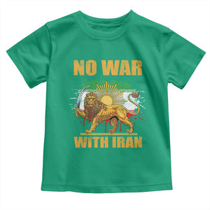 No War With Iran Toddler T Shirt Iran Flag Lion And Sun Persian Pride TS11 Irish Green Print Your Wear