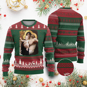 Jesus Christ and Mother Mary William Adolphe Bouguereau Art Ugly Christmas Sweater TS11 Red Green Print Your Wear