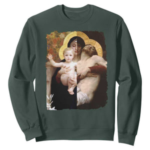 Jesus Christ and Mother Mary William Adolphe Bouguereau Art Sweatshirt TS11 Dark Forest Green Print Your Wear
