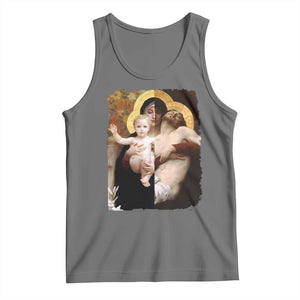 Jesus Christ and Mother Mary William Adolphe Bouguereau Art Tank Top TS11 Black Heather Print Your Wear