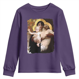 Jesus Christ and Mother Mary William Adolphe Bouguereau Art Youth Sweatshirt TS11 Purple Print Your Wear