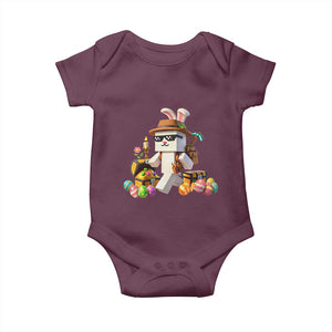 Funny Easter Day Bunny Miner Egg Video Game Baby Onesie TS11 Maroon Print Your Wear