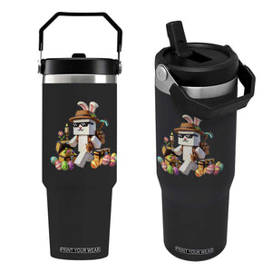 Funny Easter Day Bunny Miner Egg Video Game Flip Straw Tumbler TS11 One Size: 30 oz Black Print Your Wear