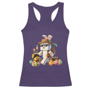 Funny Easter Day Bunny Miner Egg Video Game Racerback Tank Top TS11 Purple Print Your Wear