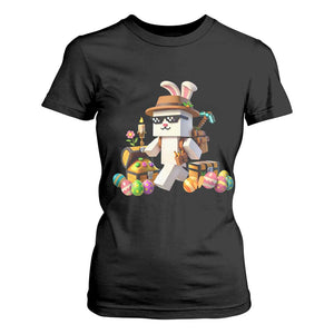 Funny Easter Day Bunny Miner Egg Video Game T Shirt For Women TS11 Black Print Your Wear