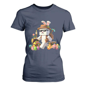 Funny Easter Day Bunny Miner Egg Video Game T Shirt For Women TS11 Navy Print Your Wear