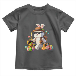Funny Easter Day Bunny Miner Egg Video Game Toddler T Shirt TS11 Dark Heather Print Your Wear