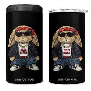 Hip Hop Easter Bunny He is Risen Jesus Religious Christian 4 in 1 Can Cooler Tumbler TS11 One Size: 16 oz Black Print Your Wear