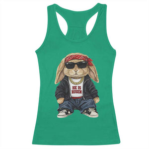 Hip Hop Easter Bunny He is Risen Jesus Religious Christian Racerback Tank Top TS11 Irish Green Print Your Wear