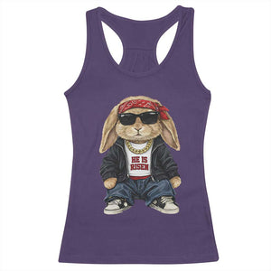 Hip Hop Easter Bunny He is Risen Jesus Religious Christian Racerback Tank Top TS11 Purple Print Your Wear