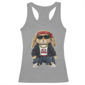 Hip Hop Easter Bunny He is Risen Jesus Religious Christian Racerback Tank Top TS11 Sport Gray Print Your Wear