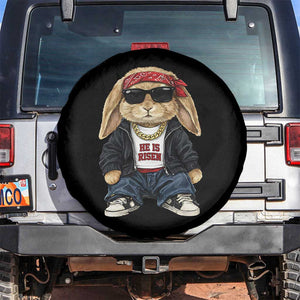 Hip Hop Easter Bunny He is Risen Jesus Religious Christian Spare Tire Cover TS11 No hole Black Print Your Wear