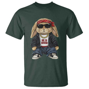 Hip Hop Easter Bunny He is Risen Jesus Religious Christian T Shirt TS11 Dark Forest Green Print Your Wear