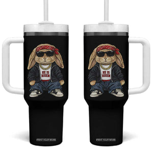 Hip Hop Easter Bunny He is Risen Jesus Religious Christian Tumbler With Handle TS11 One Size: 40 oz Black Print Your Wear