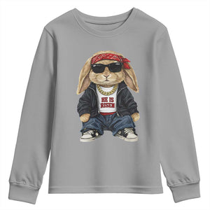 Hip Hop Easter Bunny He is Risen Jesus Religious Christian Youth Sweatshirt TS11 Sport Gray Print Your Wear