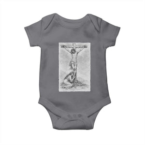Jesus and St Mary Magdalene At The Cross Baby Onesie Vintage Catholic Lent TS11 Charcoal Print Your Wear