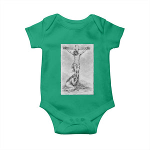 Jesus and St Mary Magdalene At The Cross Baby Onesie Vintage Catholic Lent TS11 Irish Green Print Your Wear