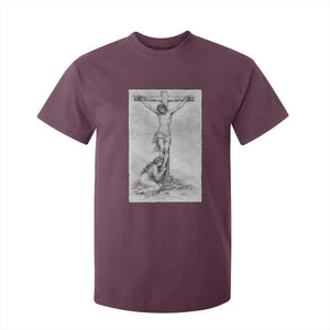 Jesus and St Mary Magdalene At The Cross T Shirt For Kid Vintage Catholic Lent TS11 Maroon Print Your Wear