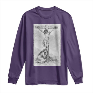 Jesus and St Mary Magdalene At The Cross Long Sleeve Shirt Vintage Catholic Lent TS11 Purple Print Your Wear