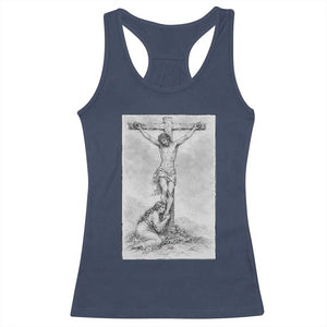 Jesus and St Mary Magdalene At The Cross Racerback Tank Top Vintage Catholic Lent TS11 Navy Print Your Wear