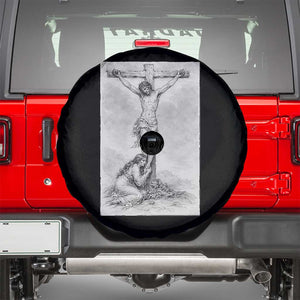Jesus and St Mary Magdalene At The Cross Spare Tire Cover Vintage Catholic Lent TS11 Black Print Your Wear