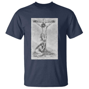 Jesus and St Mary Magdalene At The Cross T Shirt Vintage Catholic Lent TS11 Navy Print Your Wear