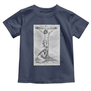 Jesus and St Mary Magdalene At The Cross Toddler T Shirt Vintage Catholic Lent TS11 Navy Print Your Wear