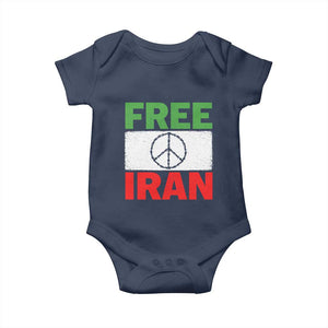 Free Iran Baby Onesie Stop War Barbed Wire Peace Sign TS11 Navy Print Your Wear