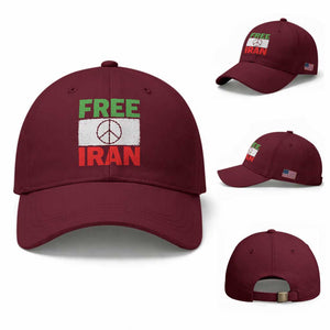 Free Iran Baseball Cap Stop War Barbed Wire Peace Sign TS11 Baseball Cap Universal Fit Maroon Print Your Wear
