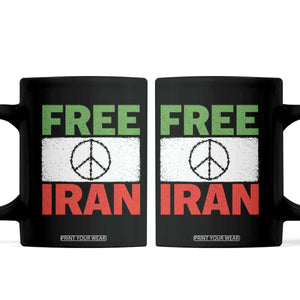 Free Iran Coffee Mug Stop War Barbed Wire Peace Sign TS11 Black Print Your Wear