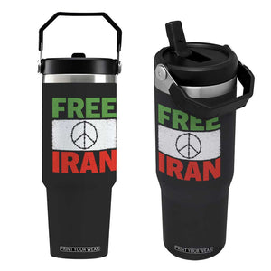 Free Iran Flip Straw Tumbler Stop War Barbed Wire Peace Sign TS11 One Size: 30 oz Black Print Your Wear