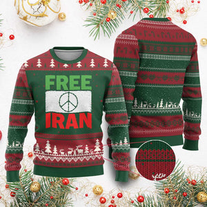 Free Iran Ugly Christmas Sweater Stop War Barbed Wire Peace Sign TS11 Red Green Print Your Wear
