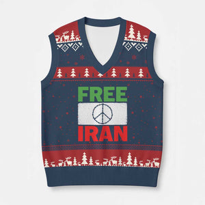 Free Iran V-Neck Knit Sweater Vest Stop War Barbed Wire Peace Sign TS11 Navy Red Print Your Wear