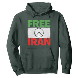 Free Iran Hoodie Stop War Barbed Wire Peace Sign TS11 Dark Forest Green Print Your Wear