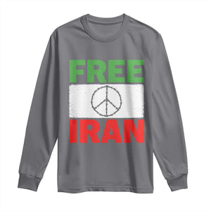 Free Iran Long Sleeve Shirt Stop War Barbed Wire Peace Sign TS11 Charcoal Print Your Wear