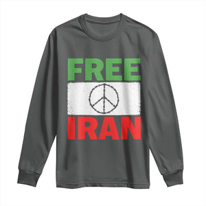 Free Iran Long Sleeve Shirt Stop War Barbed Wire Peace Sign TS11 Dark Heather Print Your Wear