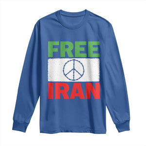Free Iran Long Sleeve Shirt Stop War Barbed Wire Peace Sign TS11 Royal Blue Print Your Wear
