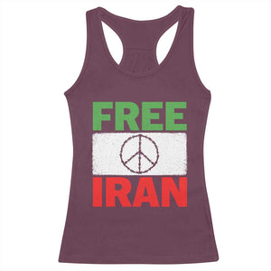 Free Iran Racerback Tank Top Stop War Barbed Wire Peace Sign TS11 Maroon Print Your Wear